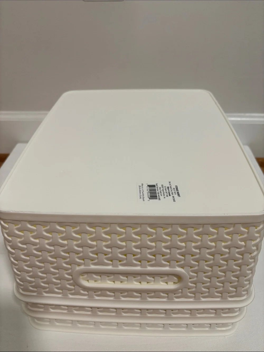 White Plastic Storage Basket with Handle - Target